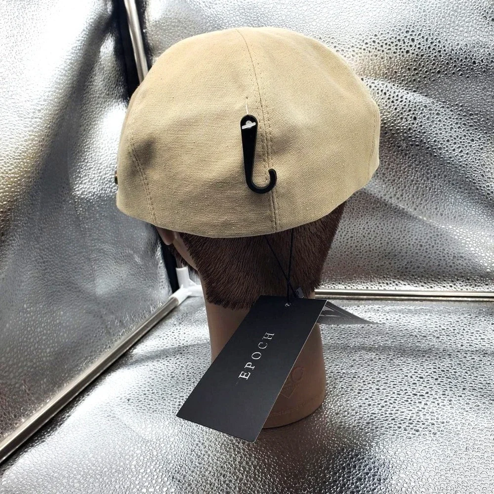 Epoch Hats Co Newsboy Flat Cap Mens S/M Beige Cotton Lined Driving Ivy‎ NWT